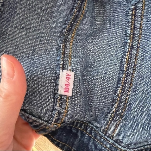 Mim-Pi: Multicolored Back Floral Embroidered Button Up Jean Denim Jacket Size 4Y - Picture 9 of 10